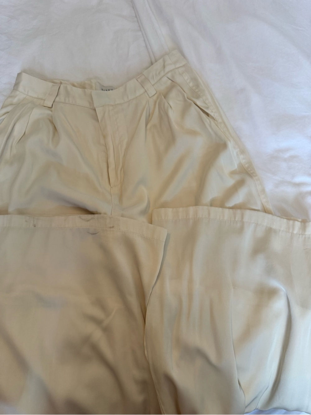 DISSH Cream High-Waist Wide-Leg Pants